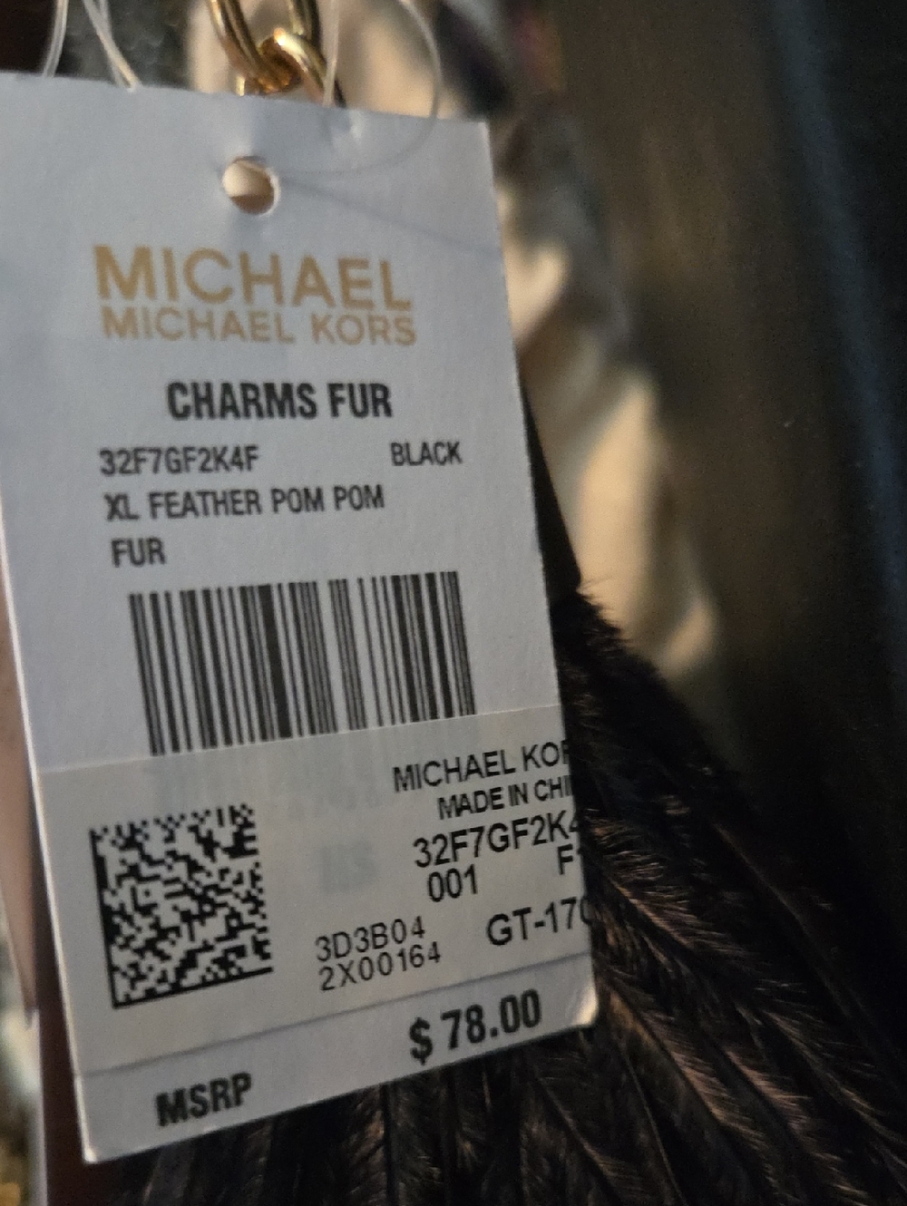 Michael Kors Black Ostrich Feather Tassel with Gold Hardware - Picture 5 of 6